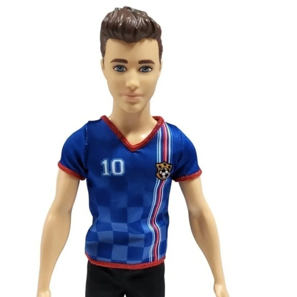 Ken Doll Soccer Player Outfit Blue Jersey Shorts Number 10 Fashion Doll